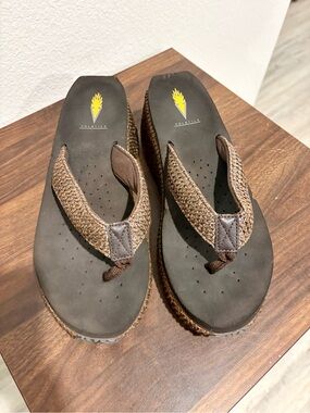 Volatile Brown Woven Platform Thong Sandals